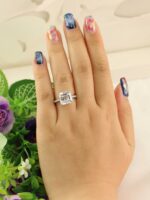 5 Carat (10mm) Asscher Cut Diamond Solitaire Engagement Ring 14K White Gold