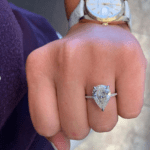 2.83 Ctw Pear Shape Brilliant VVS1 Diamond Engagement Ring 925 Sterling Silver