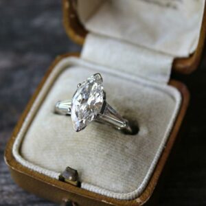2.88 Ctw Antique Diamond Marquise 3 Stone Engagement Ring 925 Sterling Silver