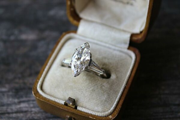 2.88 Ctw Antique Diamond Marquise 3 Stone Engagement Ring 925 Sterling Silver