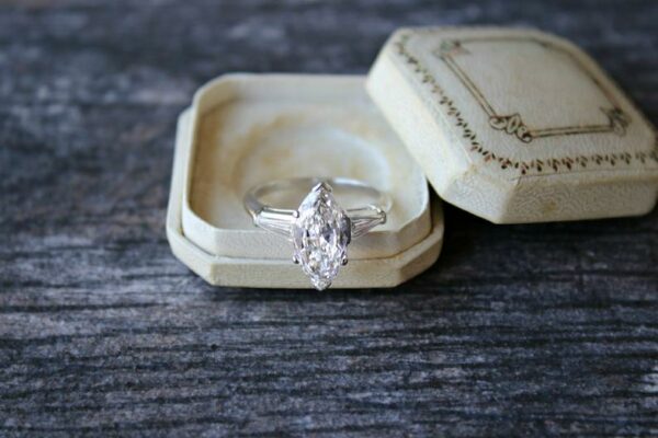 2.88 Ctw Antique Diamond Marquise 3 Stone Engagement Ring 925 Sterling Silver
