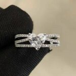 1.77CT Heart Cut White Diamond Split Shank Engagement Bridal Ring 10k White Gold