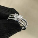 1.77CT Heart Cut White Diamond Split Shank Engagement Bridal Ring 10k White Gold