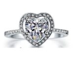 2.50 ctw Heart Shape Diamond Halo Valentin's Ring Engagement Ring 14k White Gold