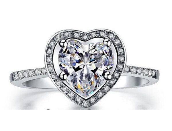 2.50 ctw Heart Shape Diamond Halo Valentin's Ring Engagement Ring 14k White Gold
