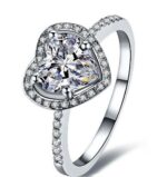 2.50 ctw Heart Shape Diamond Halo Valentin's Ring Engagement Ring 14k White Gold