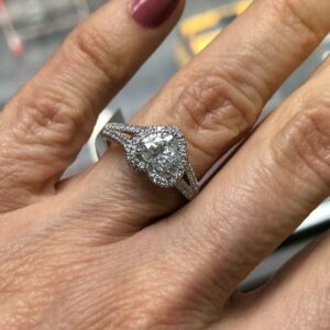 2.55Ctw Heart Shape Diamond Halo 2 Shank Engagement Ring 14k White Gold