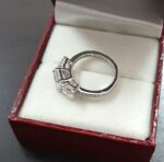 3 Stone 2.48ctw Asscher Cut Diamond With Accents Engagement Ring 925 Sterling Silver
