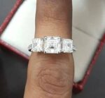 3 Stone 2.48ctw Asscher Cut Diamond With Accents Engagement Ring 925 Sterling Silver