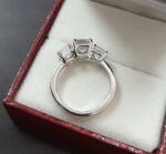 3 Stone 2.48ctw Asscher Cut Diamond With Accents Engagement Ring 925 Sterling Silver