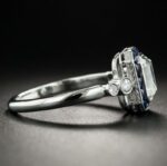 Art Deco 2.45 ctw Emerald Diamond Sapphire Halo Engagement Ring 925 Sterling Silver