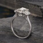 2.70 Ctw Solitaire 3 Stone Emerald Diamond Engagement Ring 925 Sterling Silver