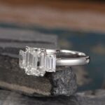 2.70 Ctw Solitaire 3 Stone Emerald Diamond Engagement Ring 925 Sterling Silver