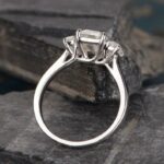 2.70 Ctw Solitaire 3 Stone Emerald Diamond Engagement Ring 925 Sterling Silver