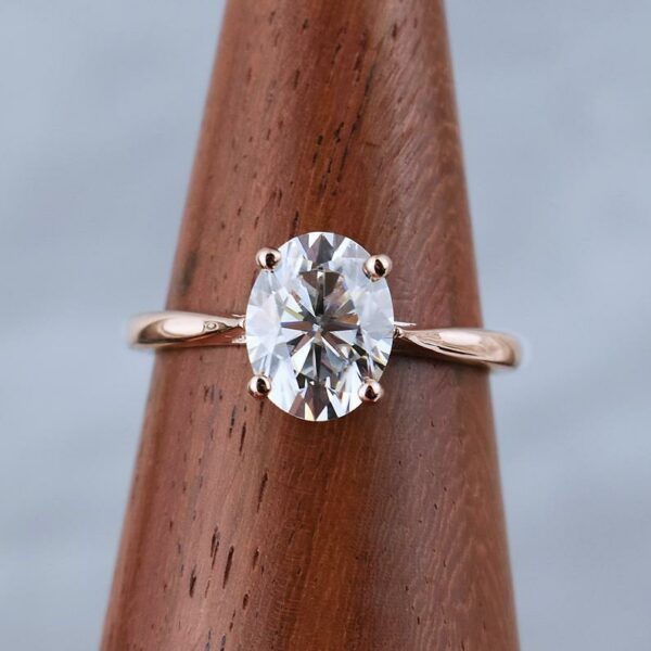 2.10 Carat Oval Cut Brilliant Diamond Promise Ring Engagement Ring 10k Rose Gold