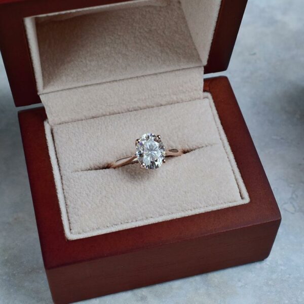 2.10 Carat Oval Cut Brilliant Diamond Promise Ring Engagement Ring 10k Rose Gold