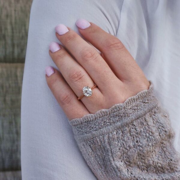 2.10 Carat Oval Cut Brilliant Diamond Promise Ring Engagement Ring 10k Rose Gold