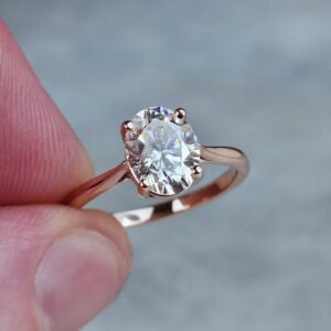 2.10 Carat Oval Cut Brilliant Diamond Promise Ring Engagement Ring 10k Rose Gold