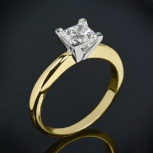 2.00CT Princess Cut Diamond 2 Tone Classic Engagement Ring 14k Yellow Gold