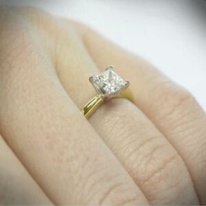 2.00CT Princess Cut Diamond 2 Tone Classic Engagement Ring 14k Yellow Gold