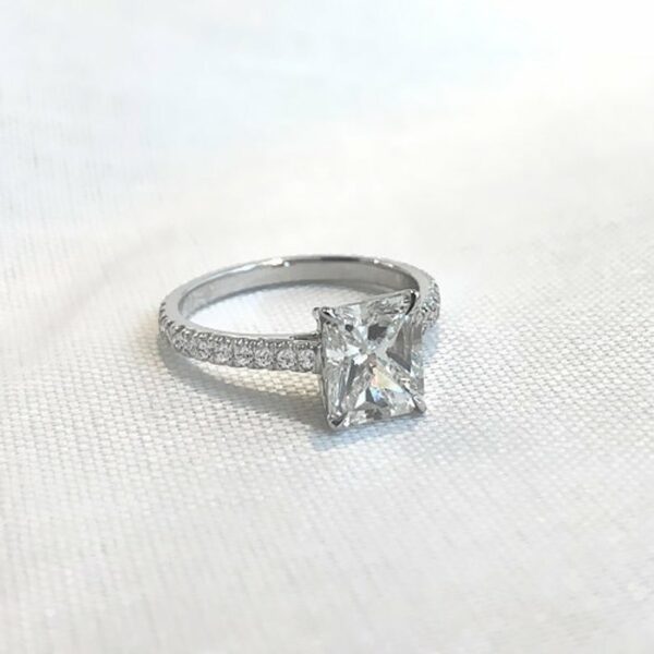 3.Ct Solitaire Radiant Diamond Engagement Ring Solid 14K White Gold