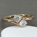 2.00 Ctw Solitaire Round 2 Stone Diamond Engagement Ring 14k Yellow Gold