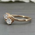 2.00 Ctw Solitaire Round 2 Stone Diamond Engagement Ring 14k Yellow Gold