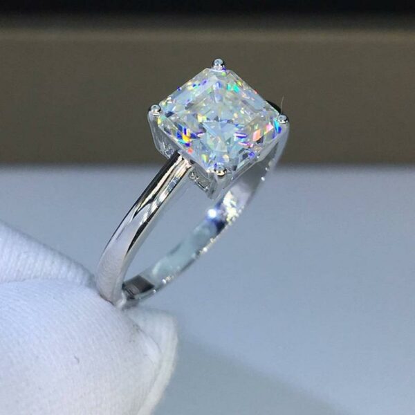 2.50 Ctw Asscher Cut White Diamond Solitaire Engagement Ring 925 Sterling Silver