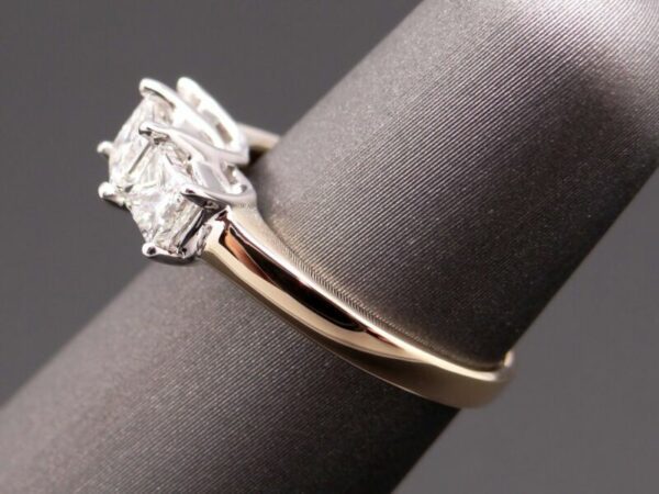 2.30Ct Forever Princess Diamond 3 Stone Engagement Ring 14k Yellow Gold