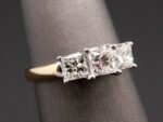 2.30Ct Forever Princess Diamond 3 Stone Engagement Ring 14k Yellow Gold