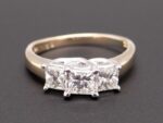 2.30Ct Forever Princess Diamond 3 Stone Engagement Ring 14k Yellow Gold