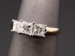 2.30Ct Forever Princess Diamond 3 Stone Engagement Ring 14k Yellow Gold