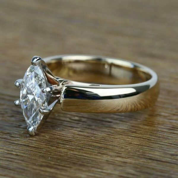 6 Prong Set Solitaire Marquise 2Ct Diamond Engagement Ring 14k White Gold