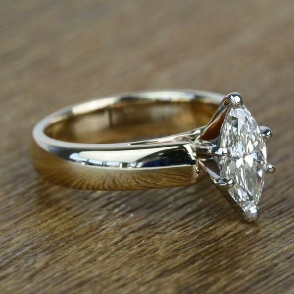 6 Prong Set Solitaire Marquise 2Ct Diamond Engagement Ring 14k White Gold
