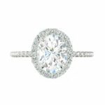 3.00 Ctw White Oval Cut Diamond Halo With Accent Wedding Engagement Ring 925 Sterling Silver