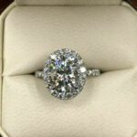 3.00 Ctw White Oval Cut Diamond Halo With Accent Wedding Engagement Ring 925 Sterling Silver