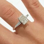 3 Stone 2.54 Ct Radiant Cut Diamond Side Baguette Engagement Ring 14k White Gold