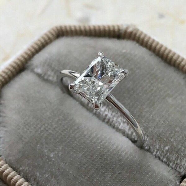 2.Ct Radiant Cut Diamond Anniversary Engagement Ring 925 Sterling Silver