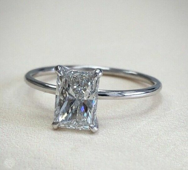 2.Ct Radiant Cut Diamond Anniversary Engagement Ring 925 Sterling Silver