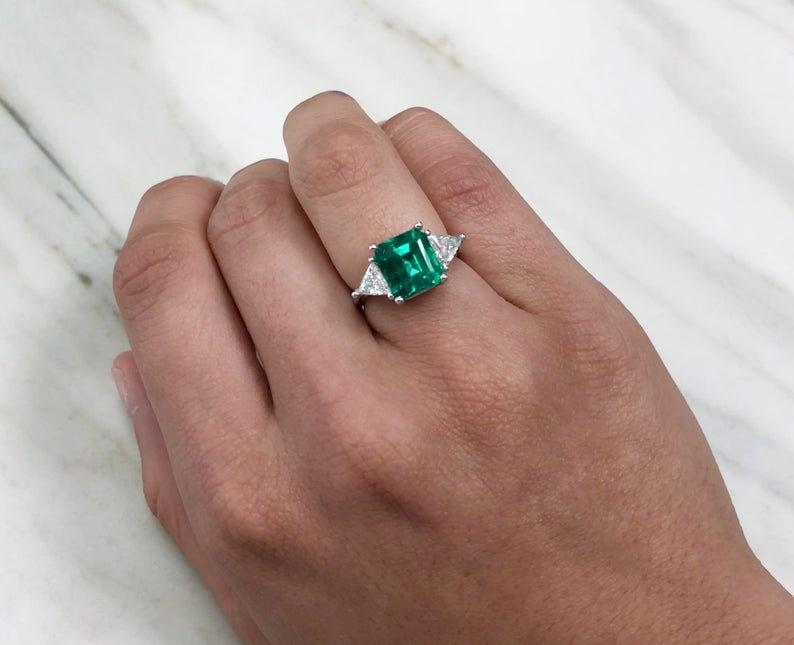Emerald Engagement Ring, May Birthstone, 3 Carat 810 Mm Emerald Solitaire  Ring, Oval Cut Emerald, Green Stone Ring, Emerald Promise Ring - Etsy