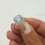 2.36Ctw Round Cut Diamond Cushion Shape Halo Engagement Ring 925 Sterling Silver