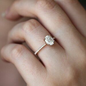 8X6 MM Oval Cut Diamond Solitaire Engagement Ring 14K Rose Gold