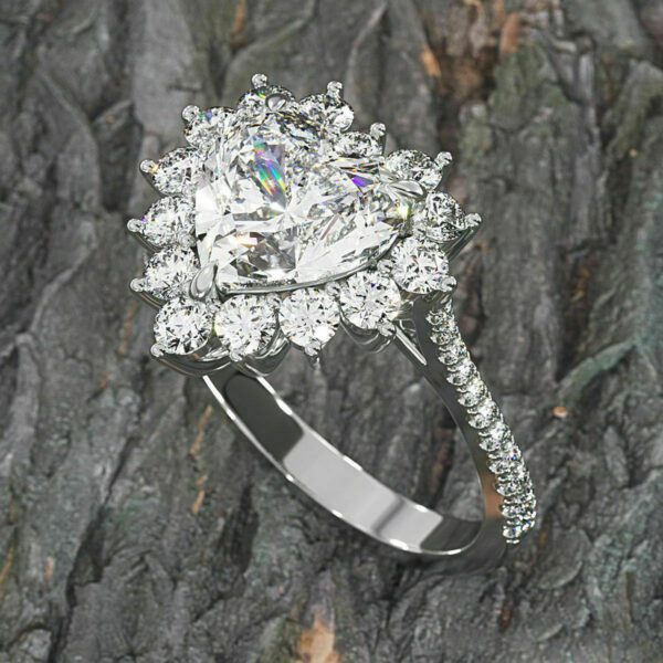 2.38 Ct Heart Shape Diamond Antique Flower Halo Engagement Ring 925 Sterling Silver