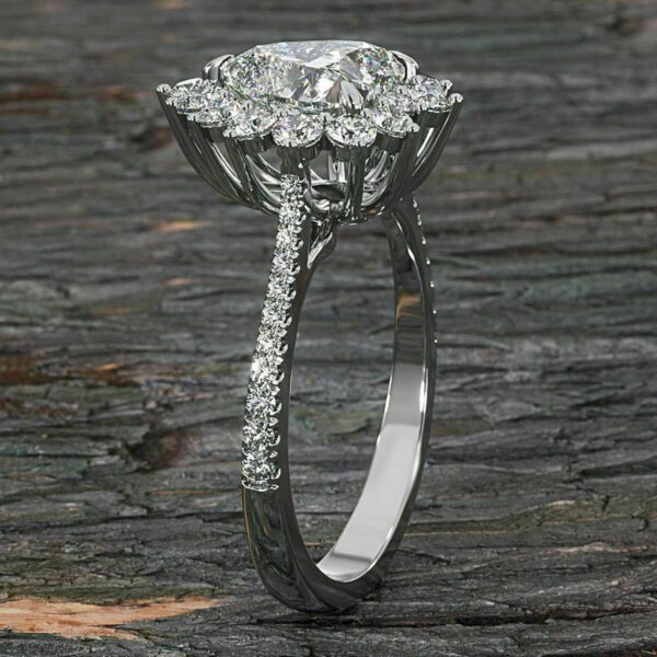 2.38 Ct Heart Shape Diamond Antique Flower Halo Engagement Ring 925 Sterling Silver