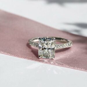 2.70Ct Radiant Cut Hidden Halo Diamond Engagement Ring 14K White Gold