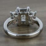 2.76 Carat Emerald Cut Solitaire 3 Stone Diamond Engagement Ring 14k White Gold