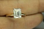 3.Carat Emerald Cut Diamond Solitaire Engagement Ring Solid 14k Yellow Gold