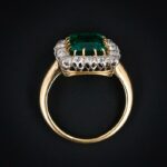 1.83Ct Green Emerald Cut  Engagement Ring Art Deco Ring Solid Two Tone 14k Gold