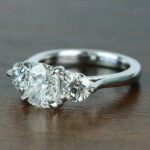 2.80 Ctw Cushion & Round Cut Diamond Engagement Ring 14K White Gold Plated