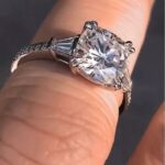 3.68Ctw Cushion Cut Double Prong Diamond Engagement Ring 14k White Gold